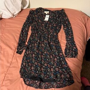 Floral Mini Dress - Black
